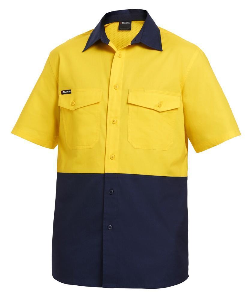 KingGee Work Wear Yellow/Navy / 2XS KingGee Workcool 2 Spliced Shirt S/S K54875